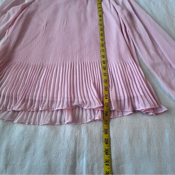 Calvin Klein NWT Pink Pleated Chiffon Sheer Sleeve Women’s Blouse Size Large - Picture 6 of 12
